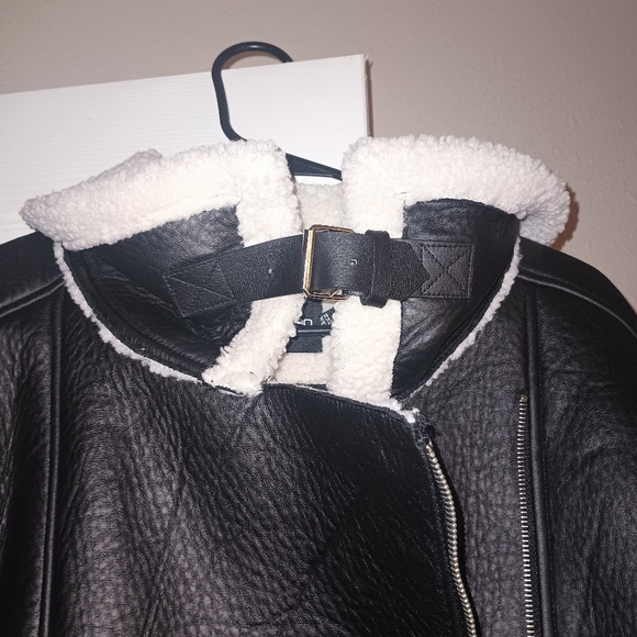 Plus Faux Leather Lined Oversized Aviator Jacket - Picture 3 of 4
